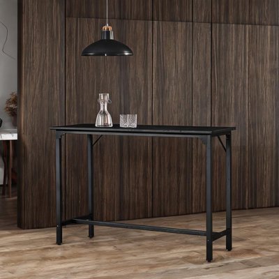 Table de salle à manger design ajustable, noire, 110 x 38 x 99 cm, avec revêtement résistant à l'eau.