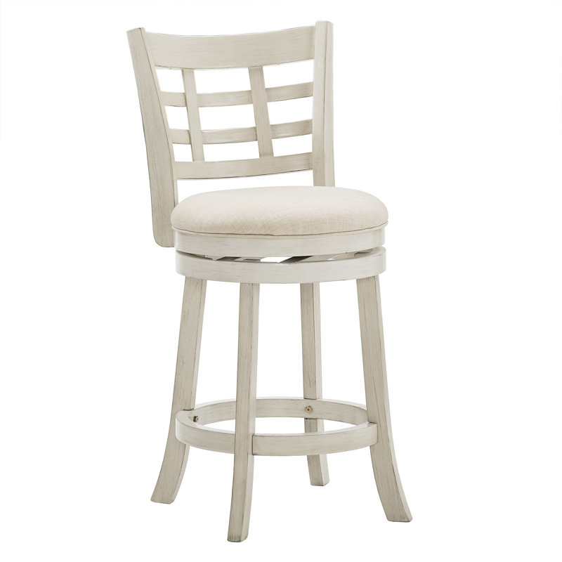 Tabouret pivotant Aria, Tabouret de comptoir (siège d'une hauteur de 24,3, Beige, Blanc antique
