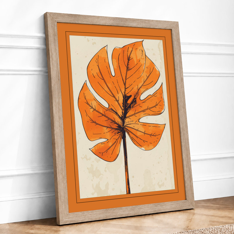 Single Monstera Leaf Botanical - Print, Oak, A4 - 29.7 x 21.0 cm