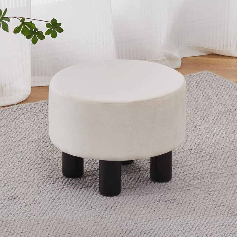 Tabouret d'appoint en bois, Lin blanc