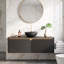 Meuble-lavabo mural 48 po en contreplaqué avec lavabos en céramique et portes doubles en sergé et armoire de rangement noir-136269274