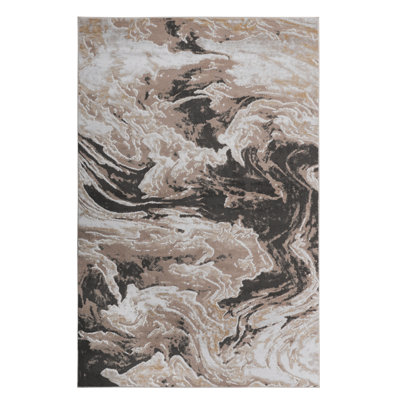 Loom & Abstract Non-Shedding Area Rug 2X3 L.Brown, Stain For Dining Room, Bedroom, Living Office L.Brown Mat Covering, Non-Shedding, Room