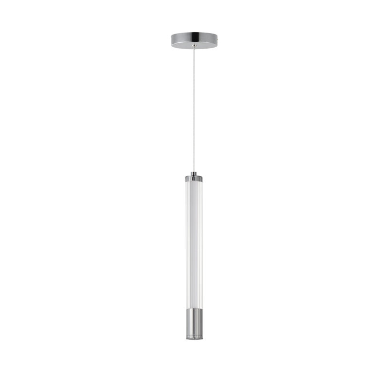 Dejoun 1 - Light Polished Chrome LED Cylinder Pendant, 14.5" H x 1.5" W x 1.5" D