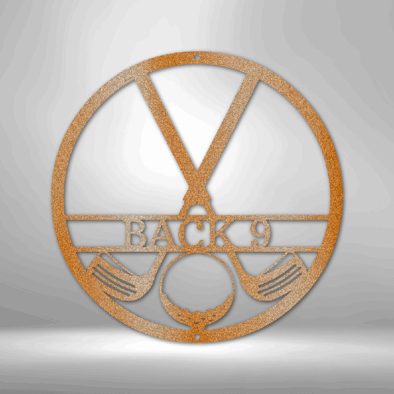 Panneau de golf personnalisé en forme de monogramme en acier, décoration murale en métal, H 23 po x l 23,5 po x P 0,5 po, Oui