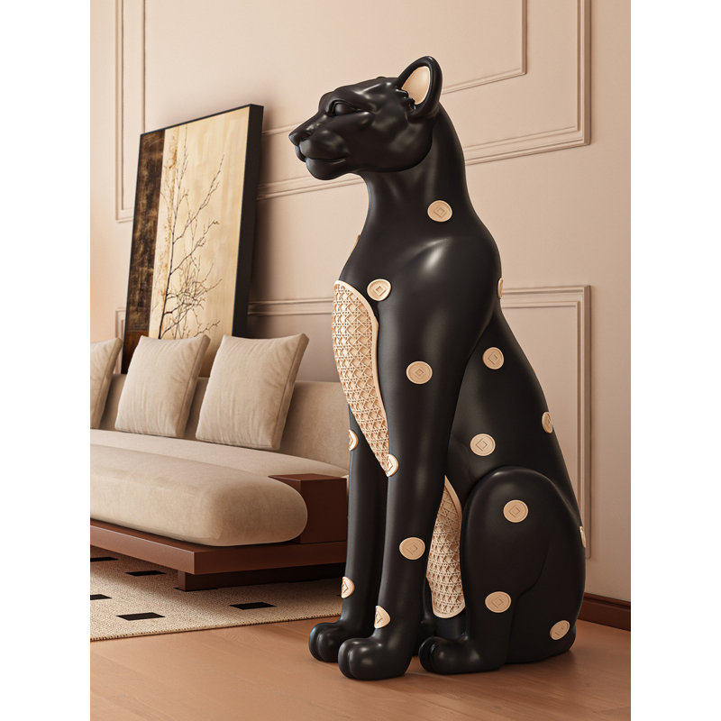 Article de décoration antique en résine léopard argenté