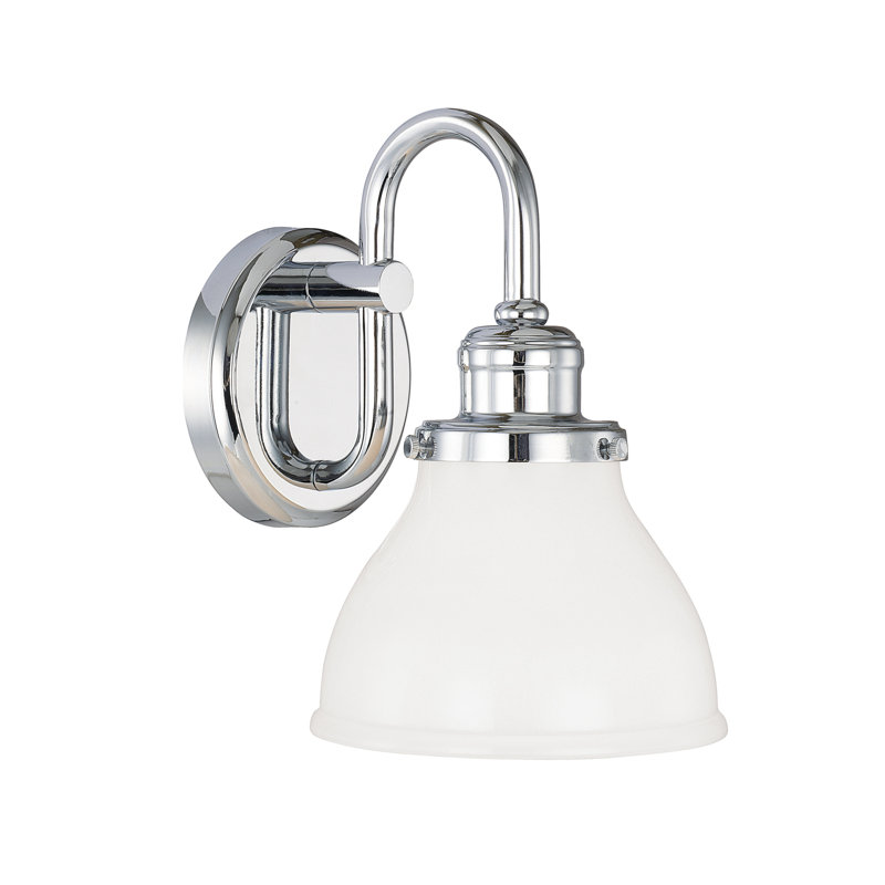 Chrome and Milk Glass Direct Wired Electric Wall Sconce