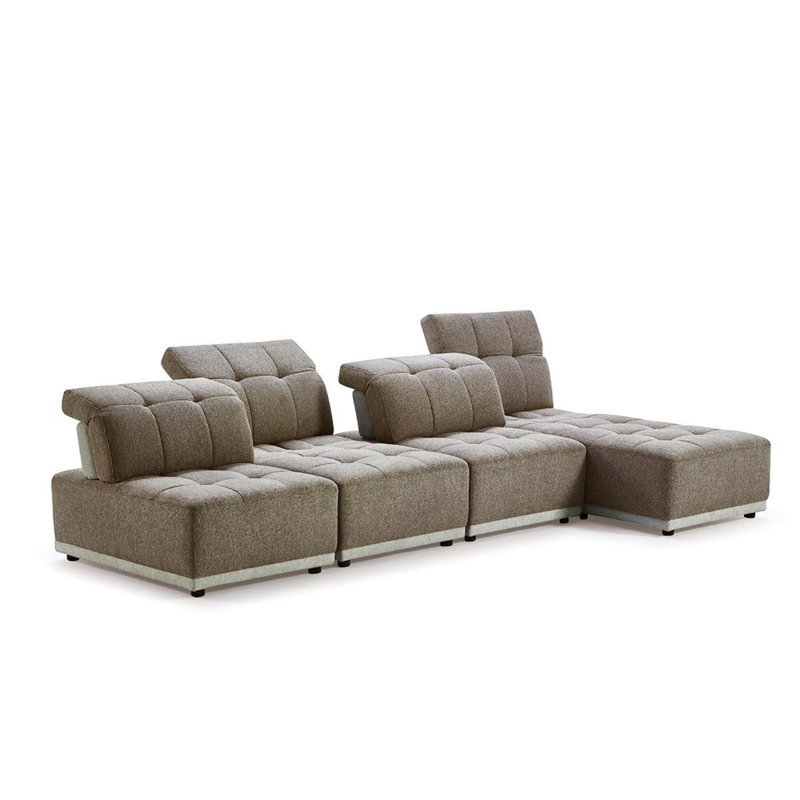 Lunaria - Modern Brown & Beige Fabric Modular Sectional Sofa