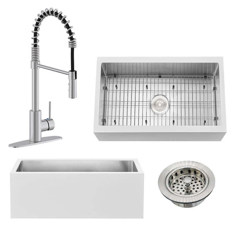 30'' L Single Bowl Kitchen Sink, Stainless Steel