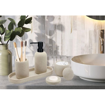 Resin Bathroom Accessory Set, 5 Pcs,