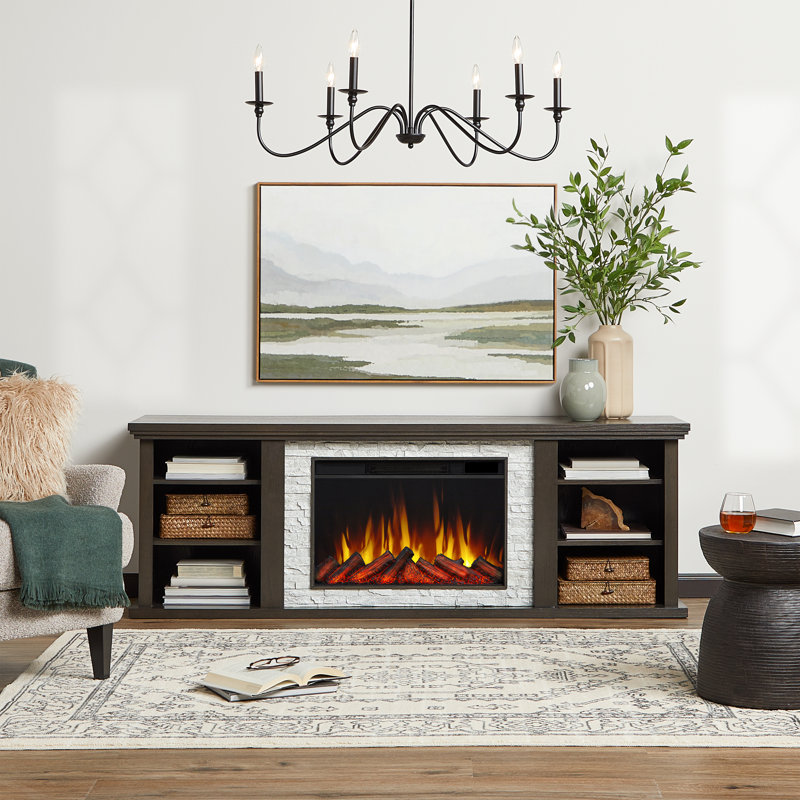 Kenai 72" Slim TV Stand with Electric Fireplace by Real Flame