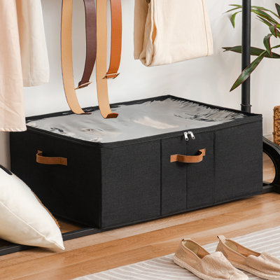 24 Pairs Fabric Shoe Organizer with Clear Cover, Extra Large Shoe Storage Bins with Adjustable Dividers for Closet