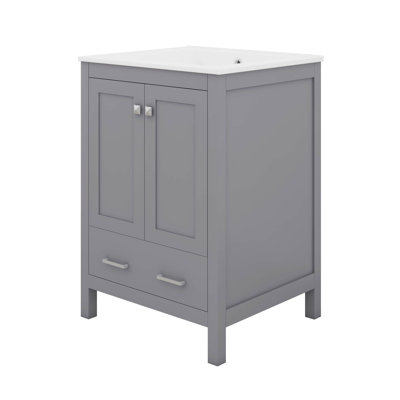 Meuble-lavabo 48 po avec lavabo, meuble-lavabo simple moderne avec portes et tiroir à fermeture en douceur, armoire de rangement pour salle de bain