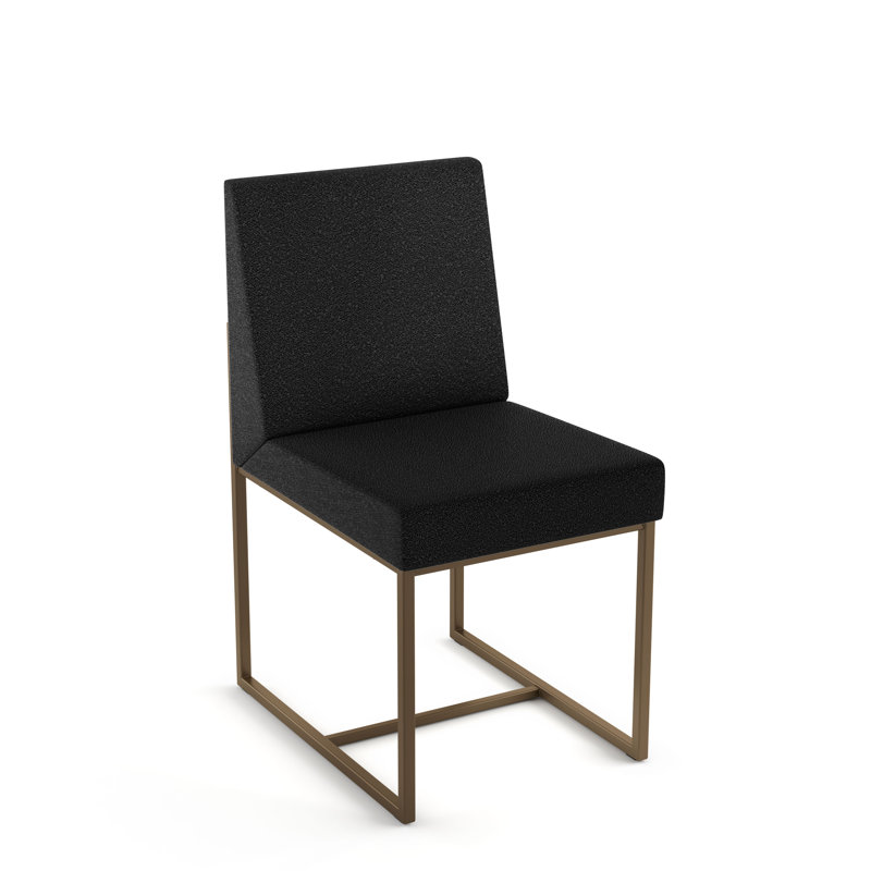 Chaise d'appoint rembourrée Ninh, Gris anthracite, Bronze