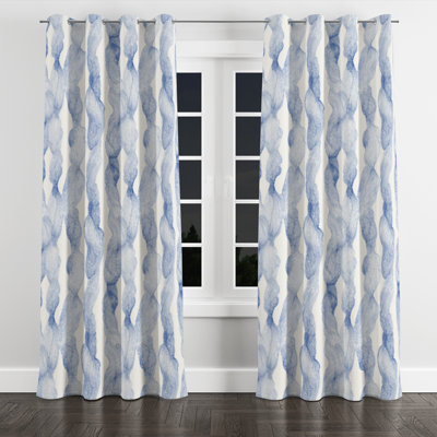 Abstract Blackout Curtains - Blue Azmir Grommet Curtain - 1 Panel