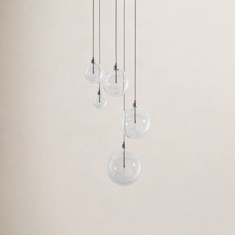 Lustre 5 lumières Jensi en nickel brossé, Nickel brossé
