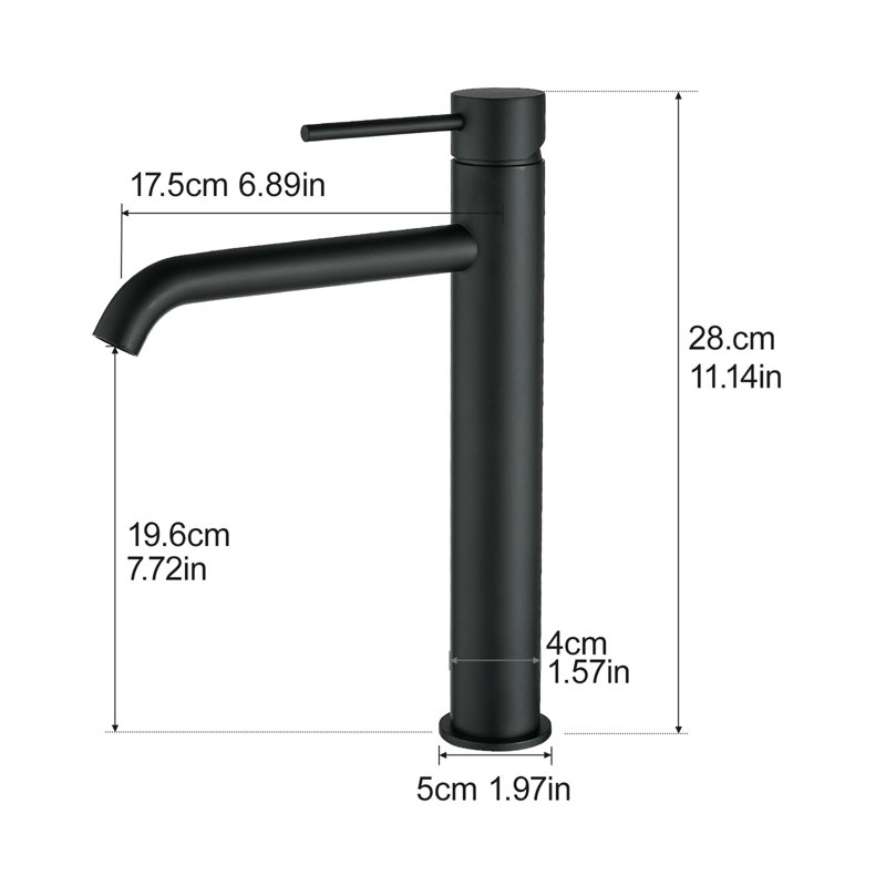 Tall Bathroom Faucet Faucet For Bathroom Sink, Single Hole Bathroom Faucet Modern Single Handle Vanity Basin Faucet, Black