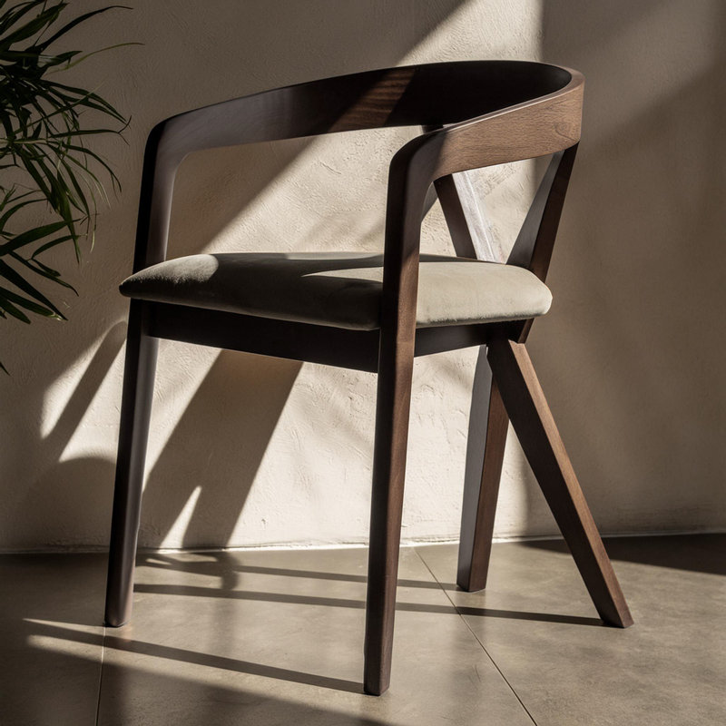 Chaise de salle à manger Greco, Gris clair / wengé
