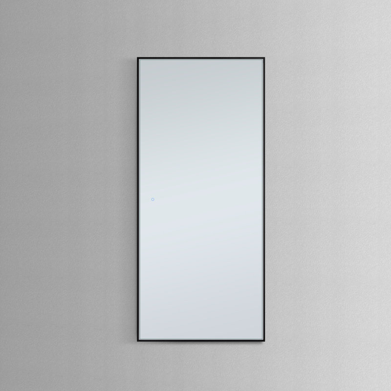 DAX Agerola 32" Wide Wall Mount LED Mirror with Black Frame, Black