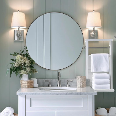 Miroir de salle de bain Kaitlee Cadre en acier inoxydable