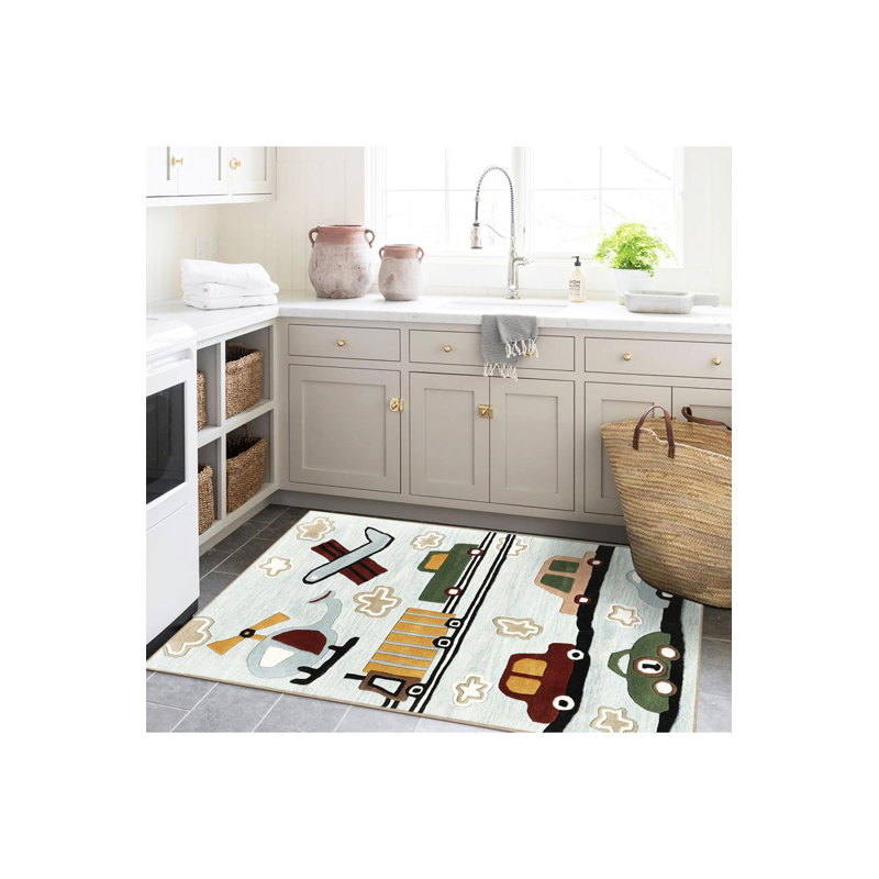 Tapis décoratif lavable voiture, Sous-tapis rectangulaire de 3 pi 3 po x 4 pi 11 po