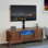 Meuble télé 60 po, console télé, console multimédia avec support en métal et bande DEL 60 po