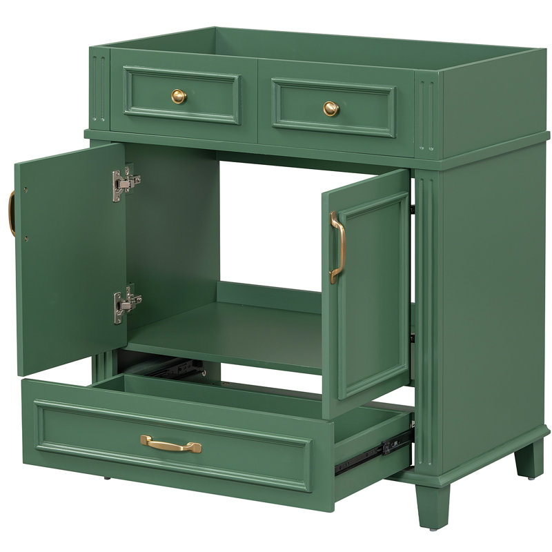 Meuble-lavabo de salle de bain 30 po sans comptoir, armoire de rangement en bois massif avec portes à fermeture douce, armoire de rangement en cadre seulement, style rétro,