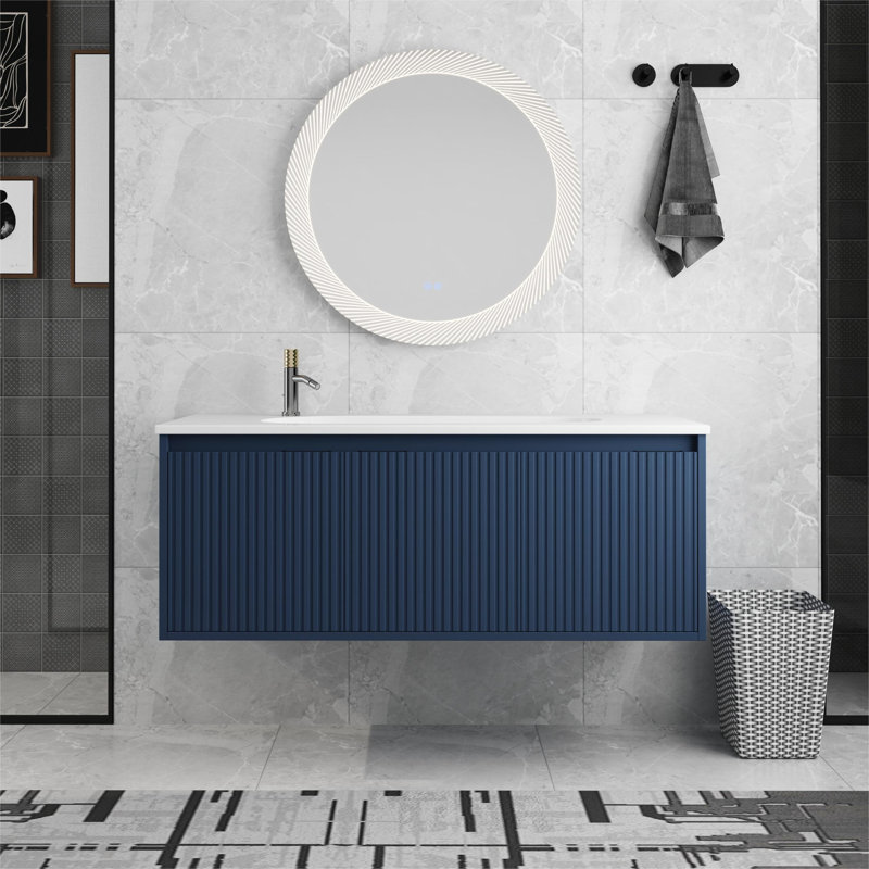 Meuble-lavabo mural simple 47,65 po avec plateau en résine Velka