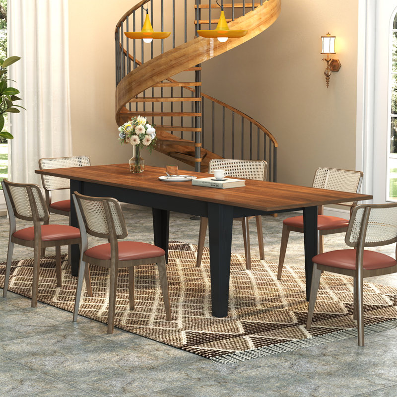 106" Extendable Dining Table for Small Spaces with Woodgrain Finish, Black