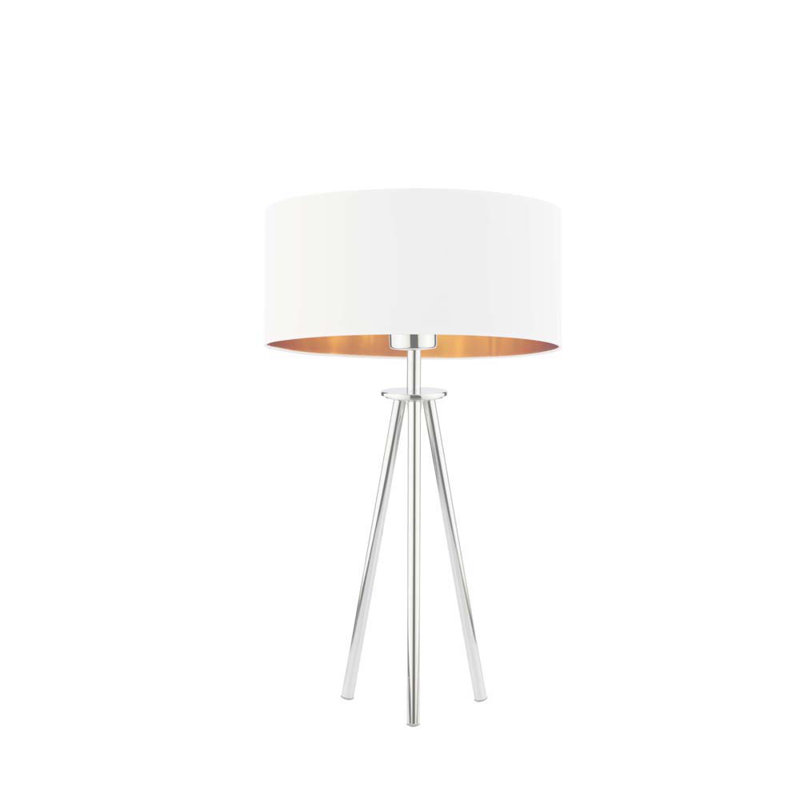 Senger Metal Tripod Lamp, Brushed Steel, White