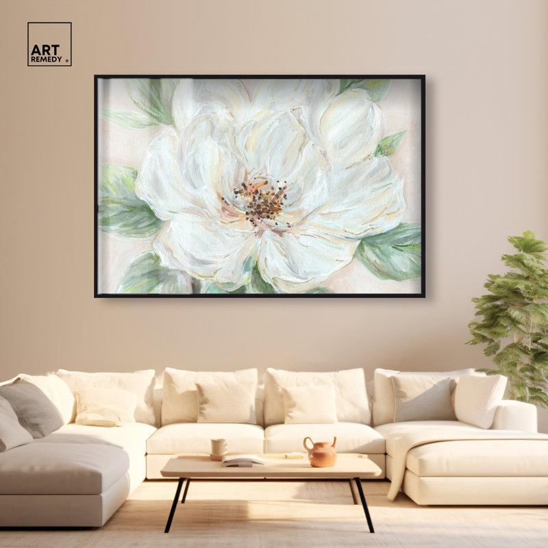 Bloom Romance - Reproduction florale et botanique grand format d'Ira Comleva, encadrée sous verre, par Art Remedy, cadre noir, 72 x 48 cm