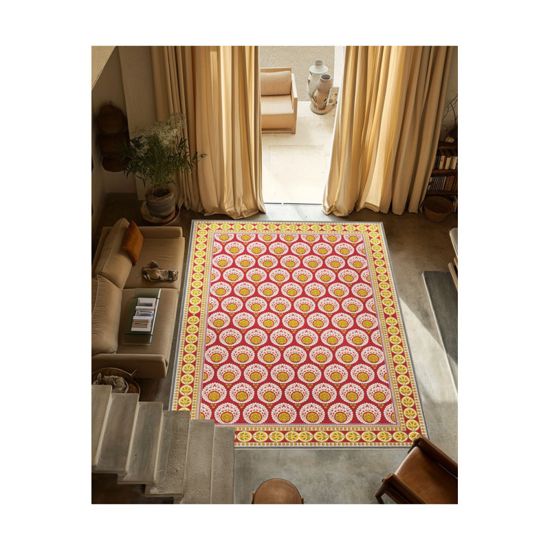 Tapis décoratif lavable à la machine multicolore, Carré 3 pi 3 po