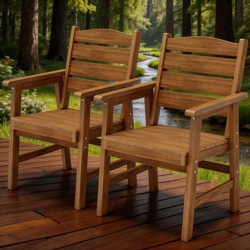 Ensemble de 2 chaises de salle à manger d'extérieur toutes saisons avec siège et dossier incurvés larges en plastique pour l'extérieur extérieur / jardin / piscine / porche / terrasse