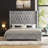 Duluth California King Gray Diamond-Tufted Wingback Upholstered Platform Bed-413886741-456860635