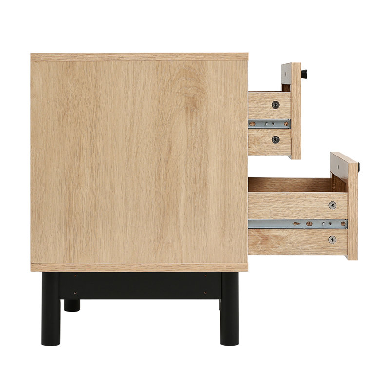 Abentego Manufactured Wood Bedside Table with 2 drawers