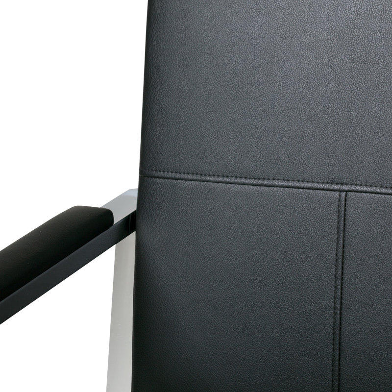 Fauteuil de 29,75 po de largeur Varnado, Chrome, Similicuir noir