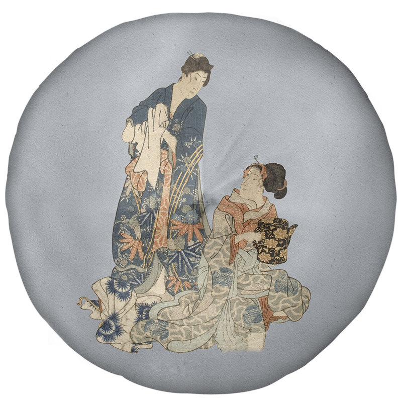 Coussin de plancher utagawa kuniyoshi the wellspring of amour, 31,5 po x 63 po, Bleu