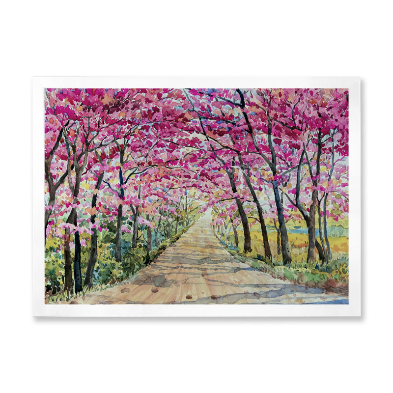 «Path To The Enchanted Pink Forest», reproduction sur toile flottante, Impression encadrée, H 8 po x l 12 po, Blanc