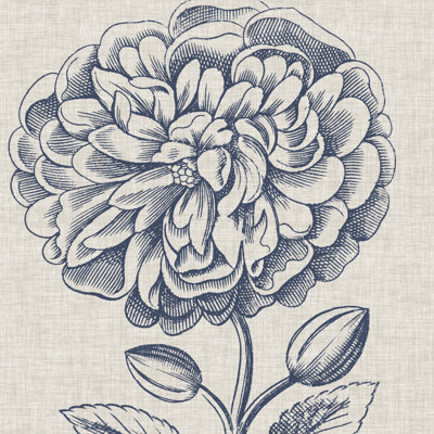 Indigo floral sur lin III