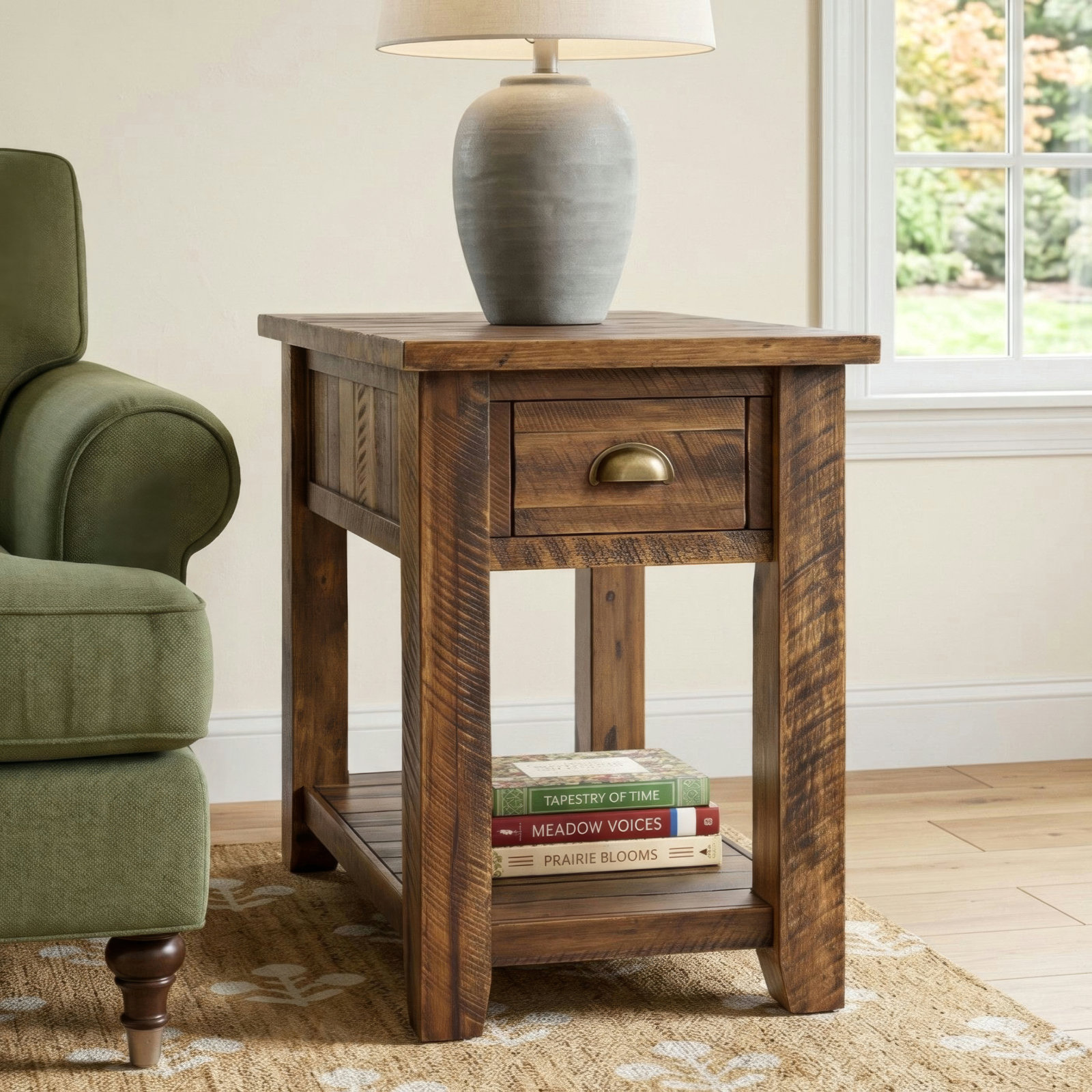 Castile End Table With Storage, Dakota Oak