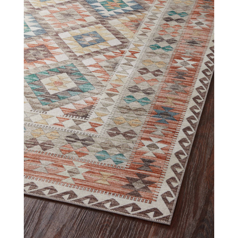 Tapis ivoire / rouge Mayon Southwestern, Rectangle 8 pi 6 po x 11 pi 6 po