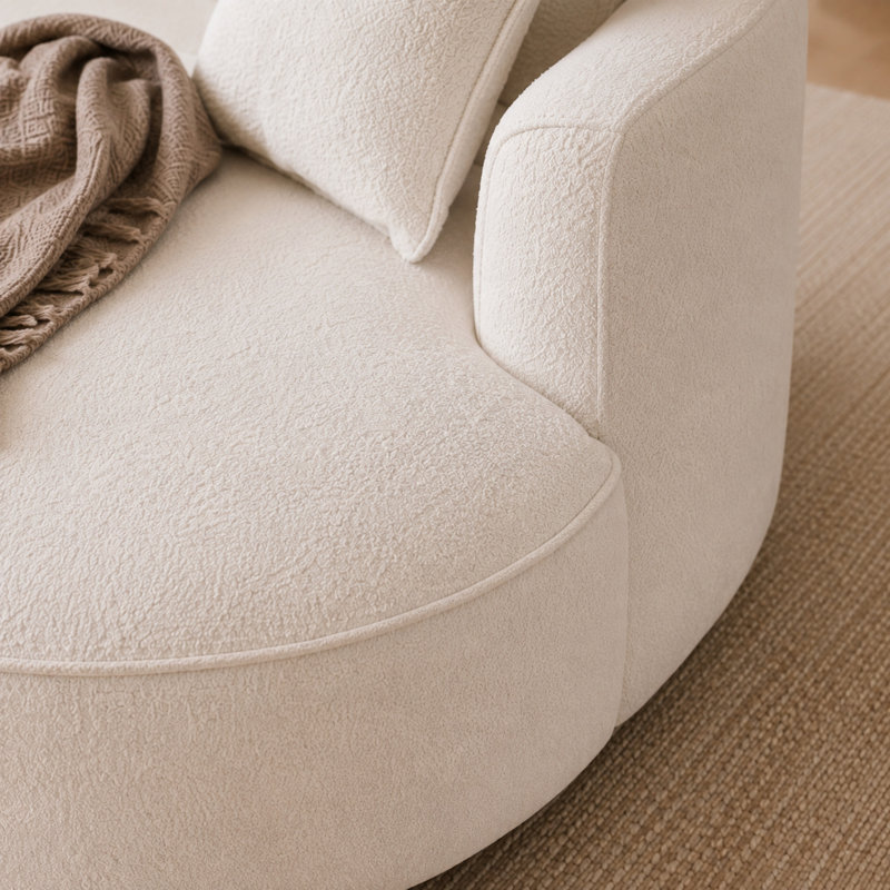 Canapé modulaire courbé surdimensionné de 125 po avec méridienne, Beige, Right Hand Facing