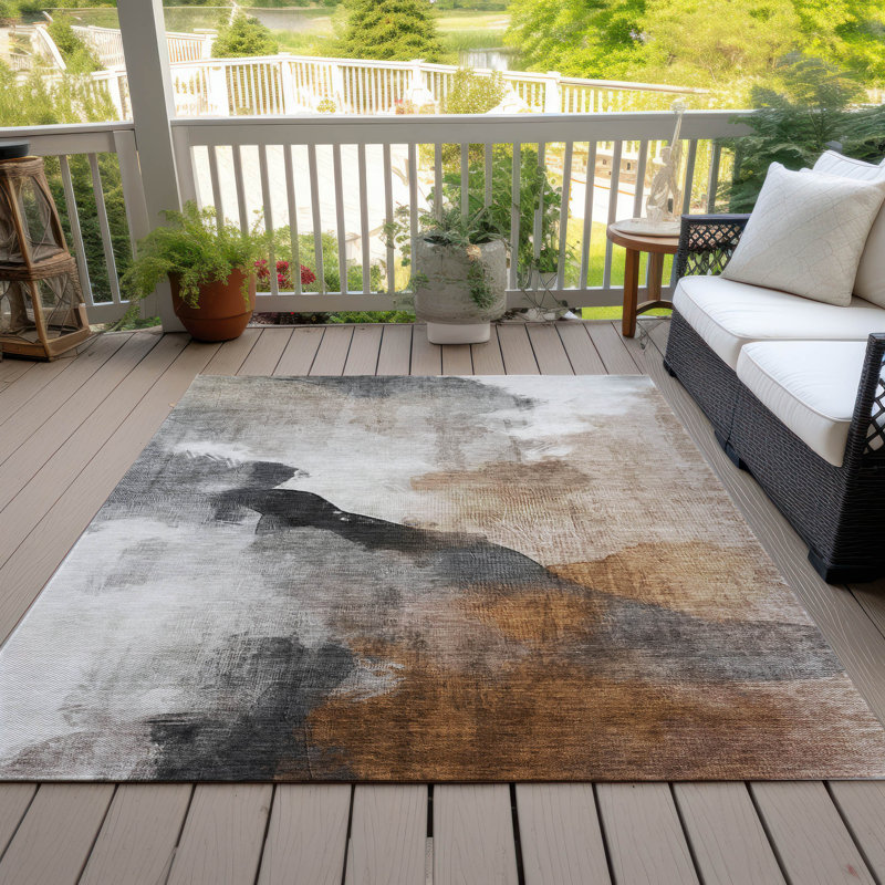 Tapis paprika Xhevrie intérieur / extérieur lavable à la machine, Rectangle 9 pi x 12 pi