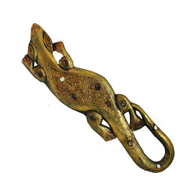 Statue de gecko en bois