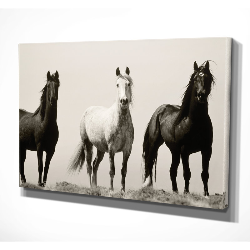 « wild stallions », reproduction de peinture à l’huile, H 18 po x l 27 po x P 1,5 po, Toile tendue