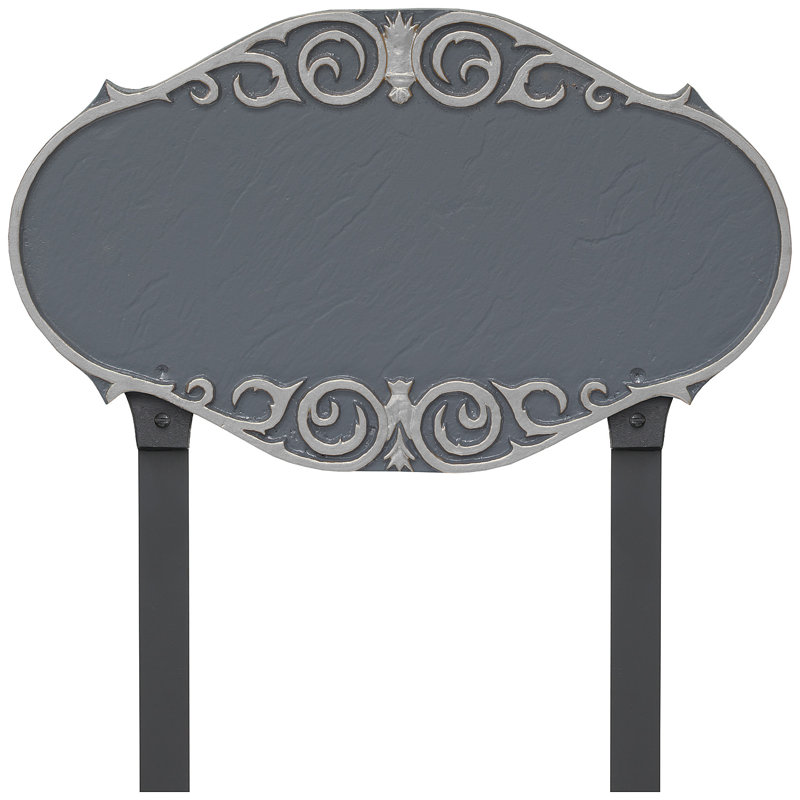 Plaque d'adresse victorienne avec piquets de pelouse, Gris / Argent