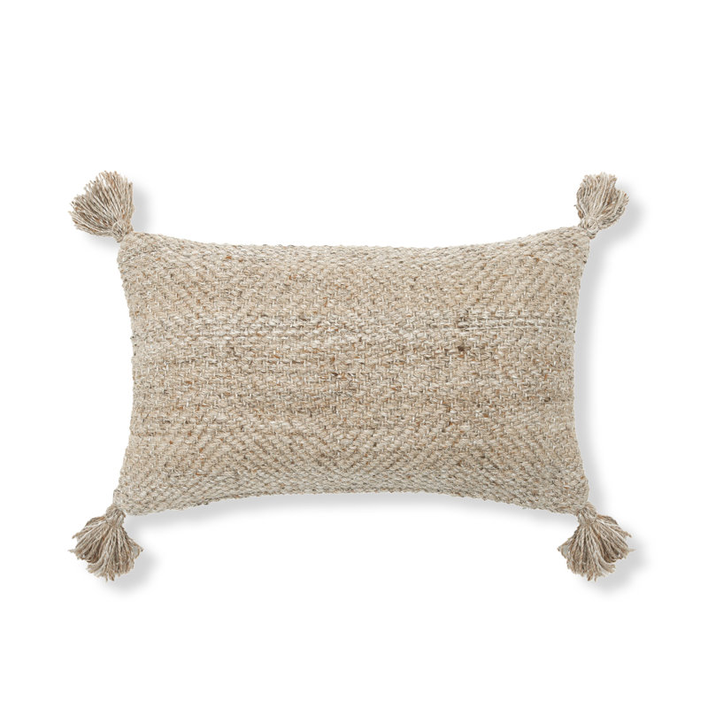 Housse et insert d'oreiller intérieur / extérieur en polyester Sierra, 12 po x 21 po, Naturel, Rectangulaire