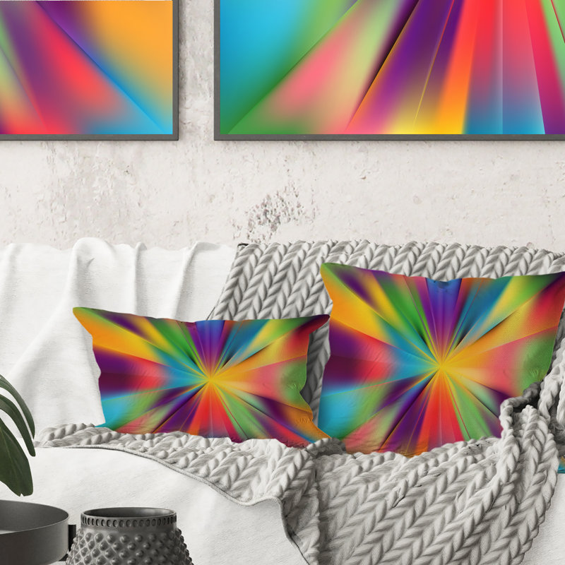 Rayons lumineux et colorés - Coussin décoratif imprimé moderne, 12 po x 20 po, Rectangulaire