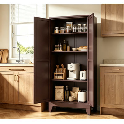 Armoire en métal de 61 pouces de hauteur avec 2 portes et 3 tablettes réglables (rouge pur)