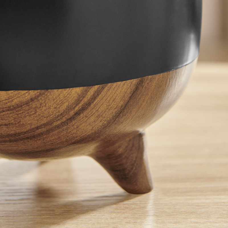Masanari Modern Mortar Two Tone Flower Pot Planter Cachepot Set Of 2 Sizes - Black And Walnut