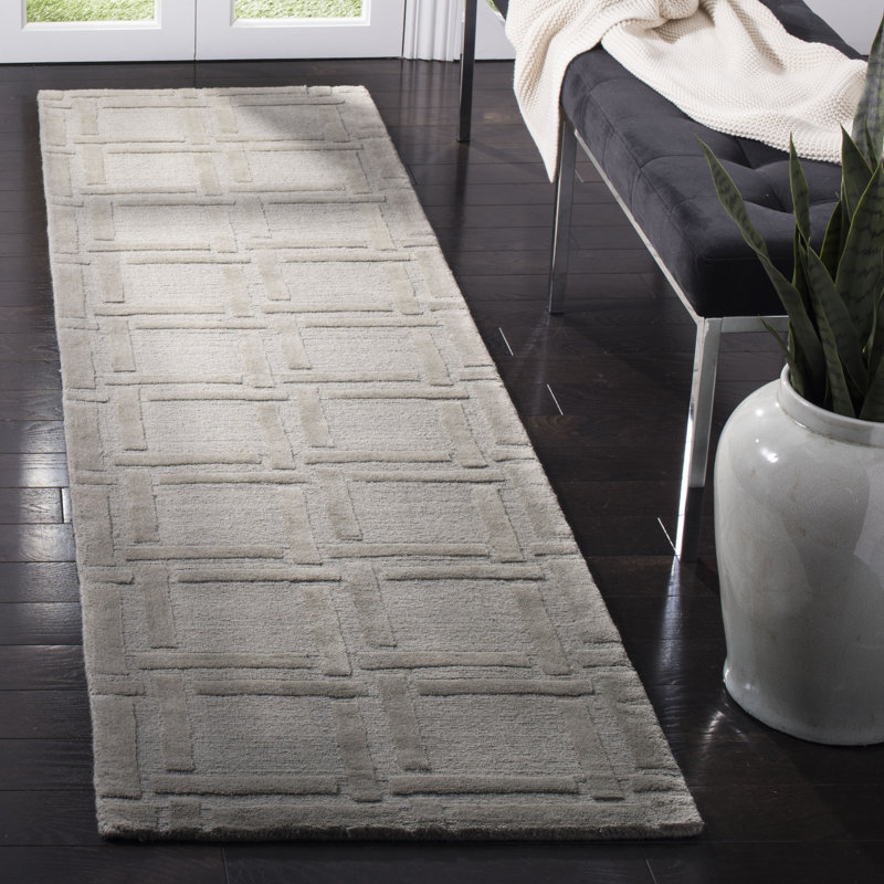 Tapis géométrique en laine tissé à la main Soukup, Tapis de couloir 2 pi 3 po x 8 pi